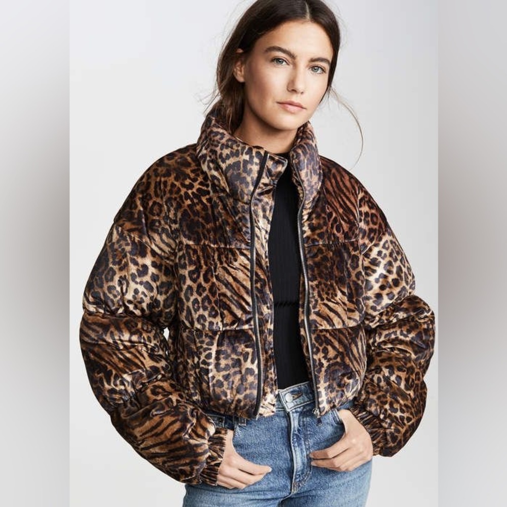 Tiger Mist Cheetah Print Bomber PufferJacket